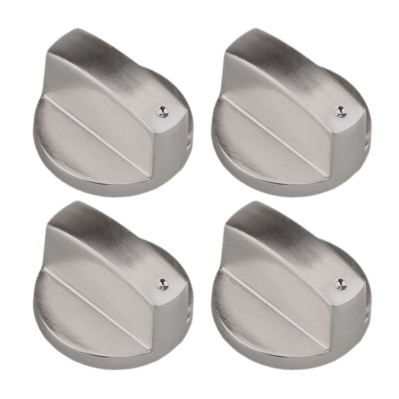 4pcs 6mm/8mm Stoves Cooker Knobs Oven Knob Silver Gas Stove Control Knobs Adaptors Oven Rotary Switch Cooking Parts: 6mm