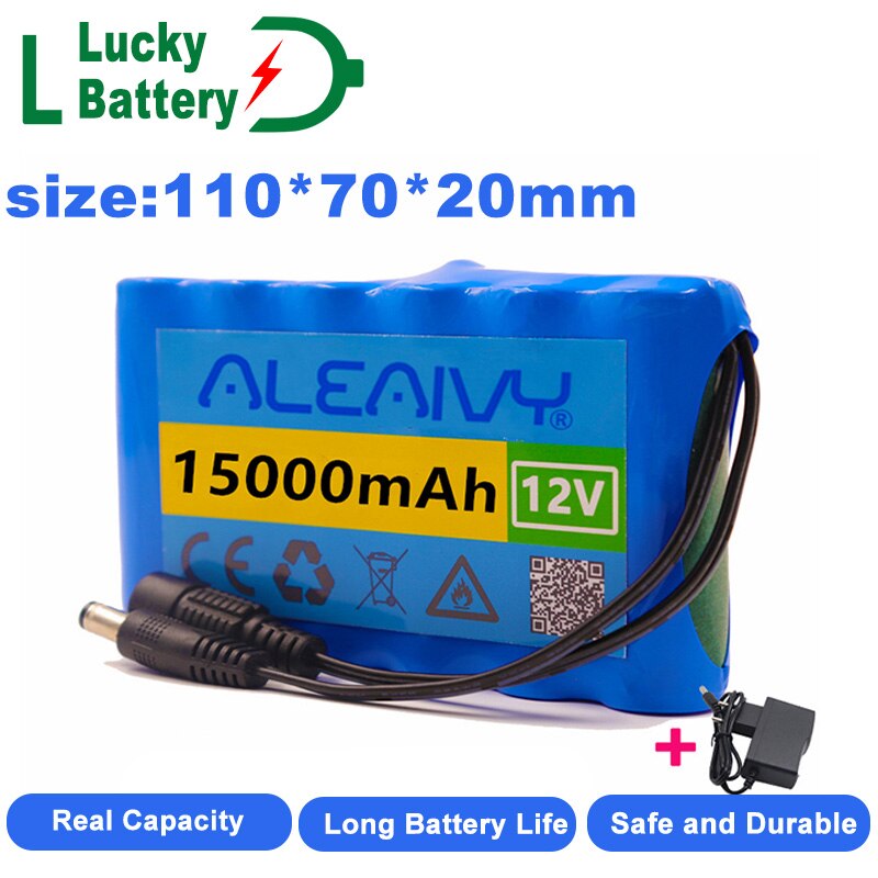 Lucky 12V Lithium Battery Portable Rechargeable Battery DC 15000mAh Battery Pack with 12V Charger