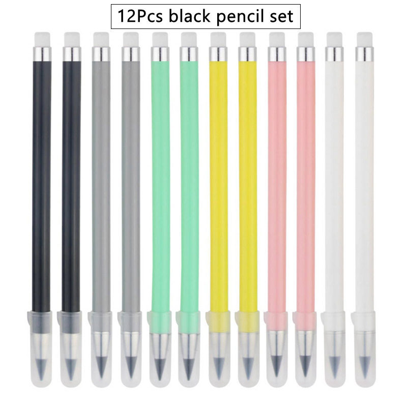 12 Colors Set Everlasting Pencil with Refill Unlimited Writing Pencils Eternal Erasable Pencil Pens for kids School Art Supplies: Burgundy