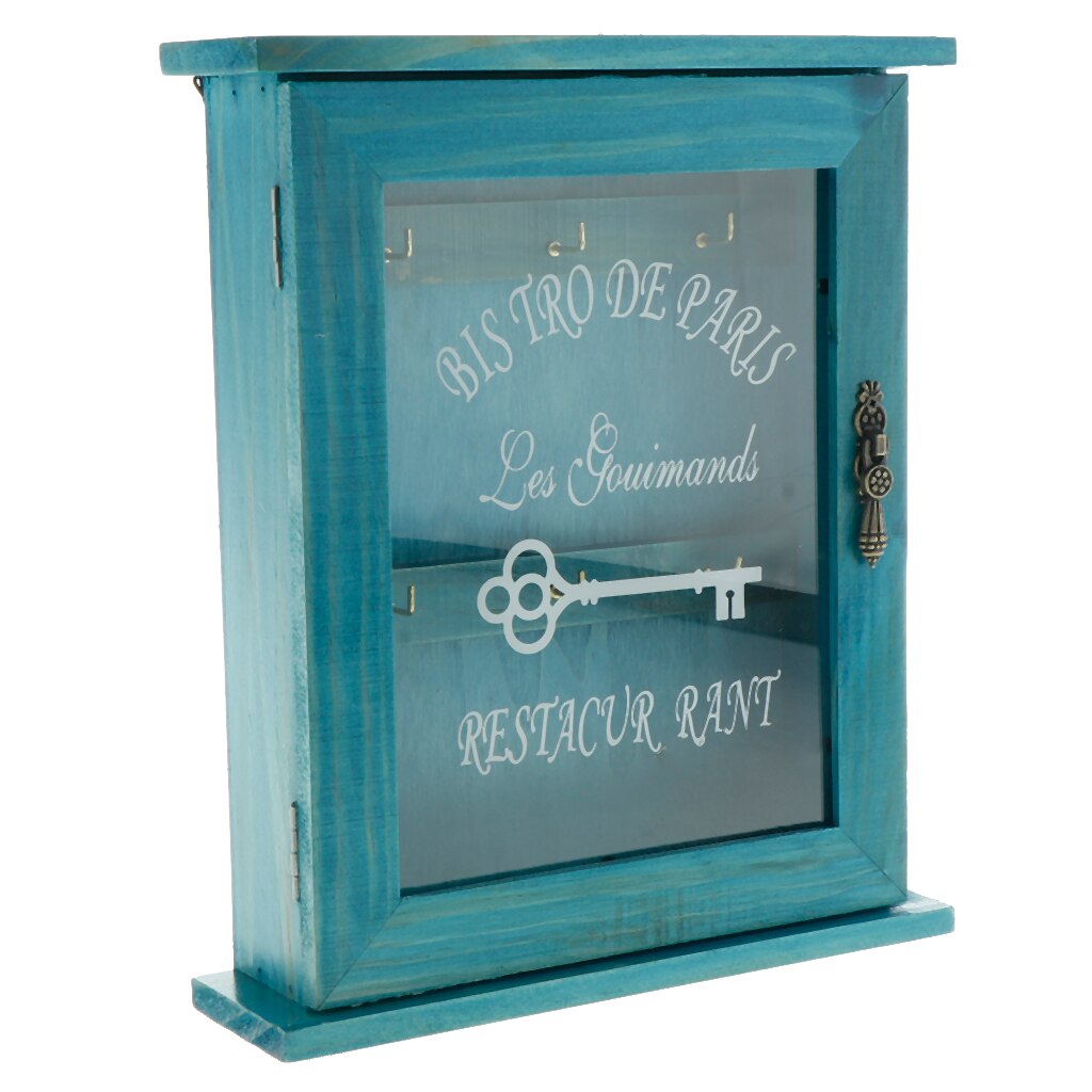 Wandmontage Houten Sleutel Kast Met 6 Haken Voor Eenvoudige Collection, 21x6x25cm