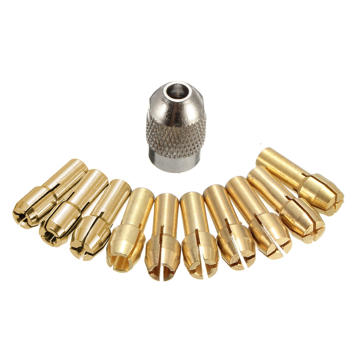10 stk mini bor messing kobber collet chuck 0.5-3.2mm 4.3mm skaft med skruemutter for dremel roterende verktøy mini verktøy