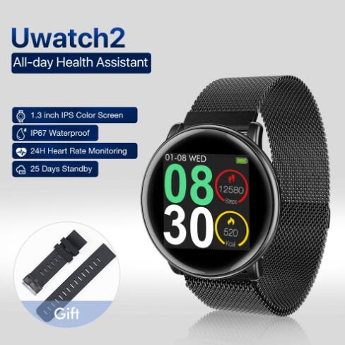 Slimy Uwatch2 montre intelligente 1.33 pouces plein écran tactile IP67 étanche Smartwatch 25 jours en veille pour téléphone Android IOS
