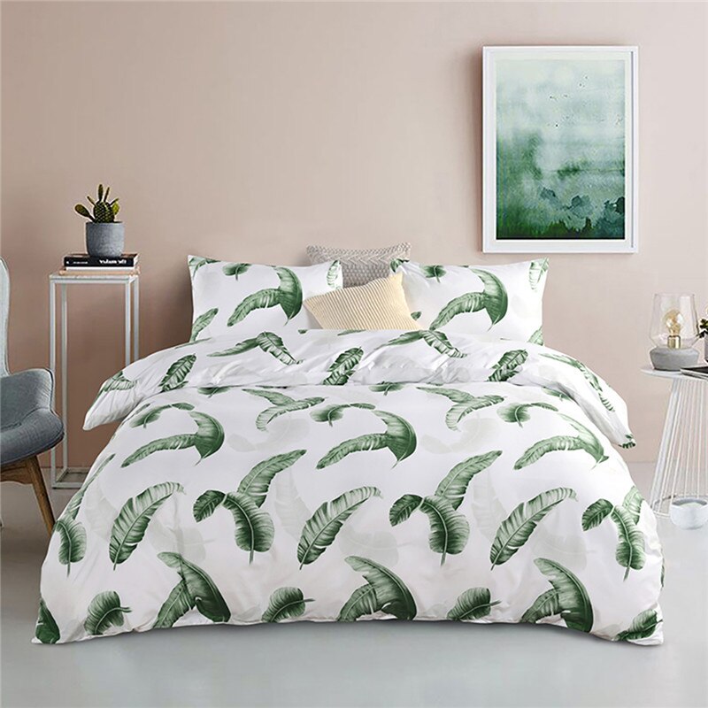 2 or 3 stk. tropisk palme blade sengetøjssæt, astronaut dynebetræk sæt med lynlås lukning , 1 dynebetræk , 1/2 pudebetræk