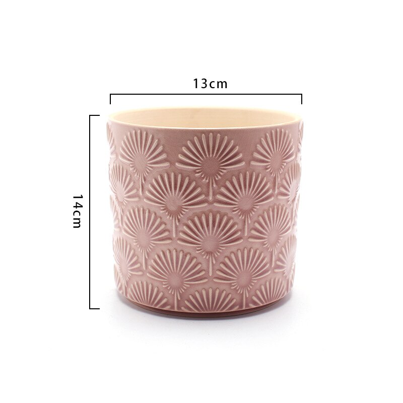 Japanese Style Ceramic Flower Pot Leaf Pattern Vase Dandelion Pattern Vase Simple Style Home Desktop Decor Garden Decoration