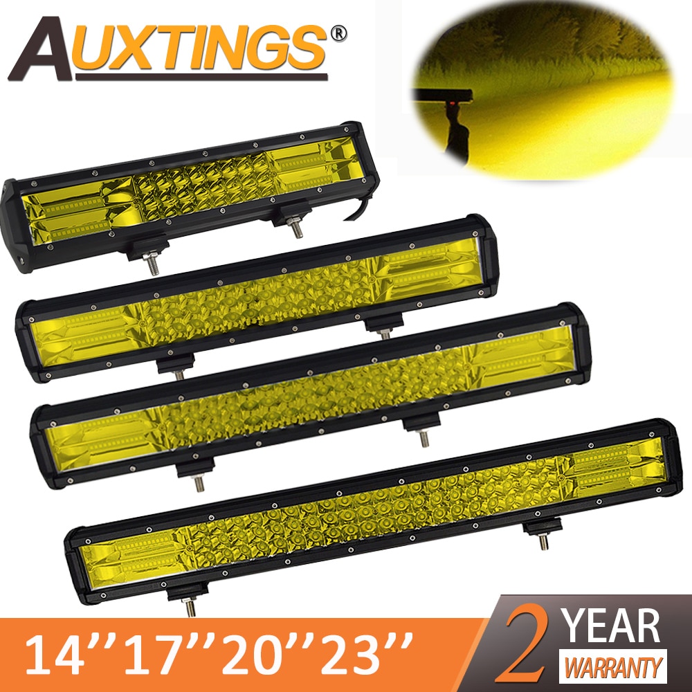 Auxtings 20 Inch Gele Led 4x4 Offroad Licht Bar Voor 4WD Vrachtwagens SUV ATV Trailer Balken Amber Werk rijden Lichten Mistlamp