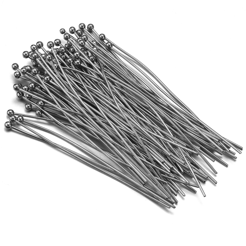 100/200 Uds. Alfileres de cabeza de bola de latón, alfileres de cabeza de bola chapados en oro para fabricación de joyas, alfileres de cuentas, suministros para hacer joyería DIY: 12 mm / Negro