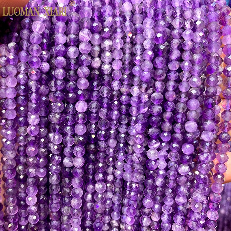 Aaa Ammenda 100% Perle in Pietra Naturale Ametista Quarzo Rosa Tormalina Topazio Sfaccettato Borda per Monili Che Fanno Fai da Te Collana Del Braccialetto: Amethyst