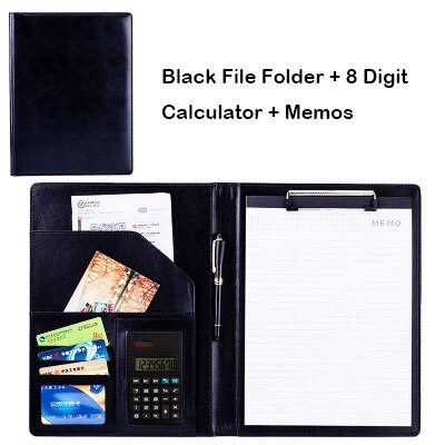Carpeta de archivos A4 de cuero PU multifunción, calculadora, organizador de escritorio, accesorios de oficina, administrador, almohadilla para documentos, maletín, bolsa Padfolio: 16