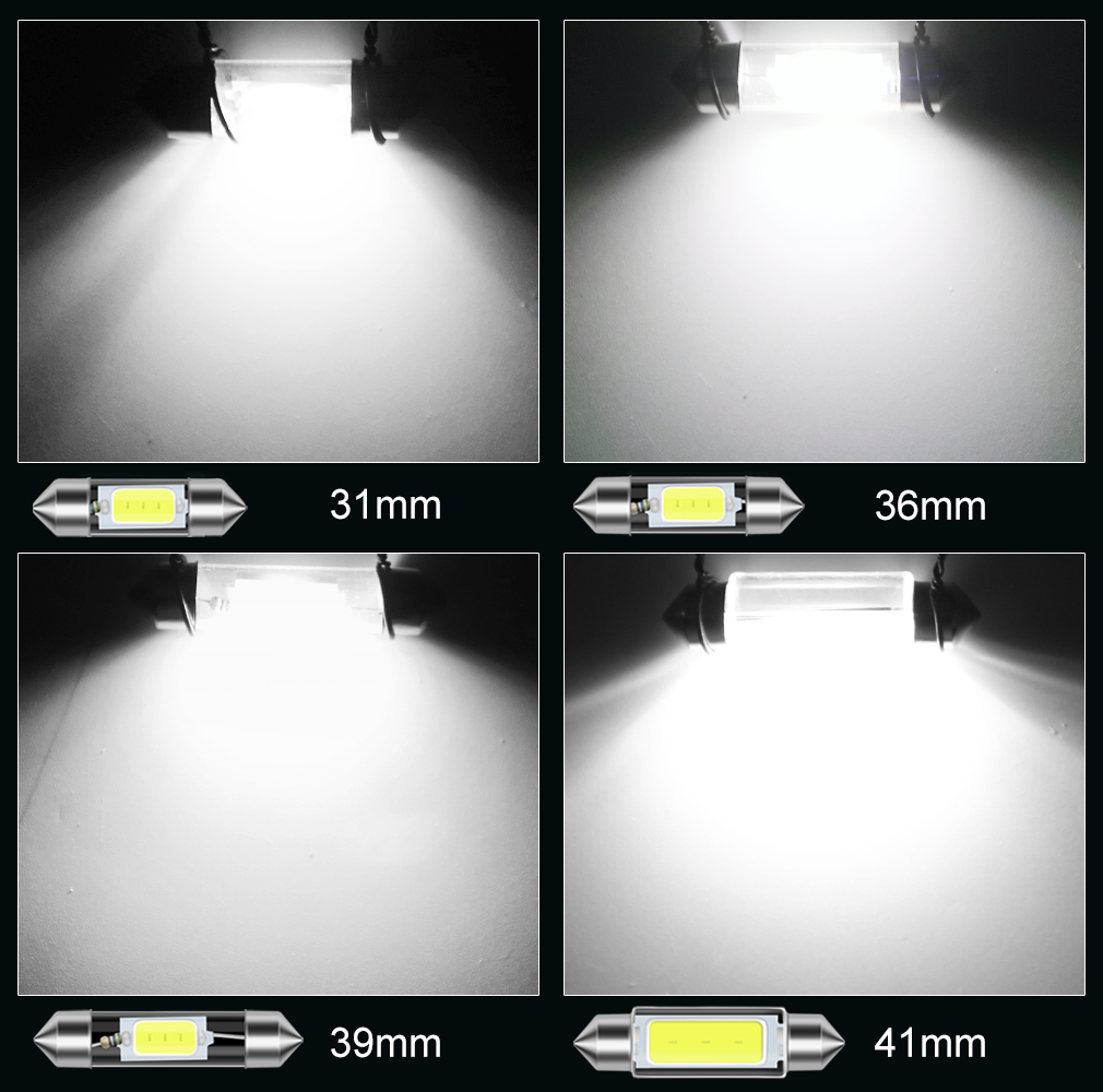 10 stk  c5w led  c10w festonlys indvendig lys 31mm 36mm 39mm festoon bil doom lampe læselys auto lampe 12v 6000k
