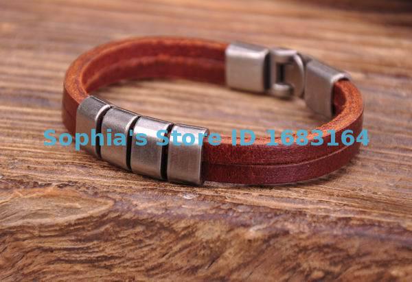 G117 Braun Kühlen Metallschließe Surfer Leder Herren Armbinde Armbinde Manschette Neue