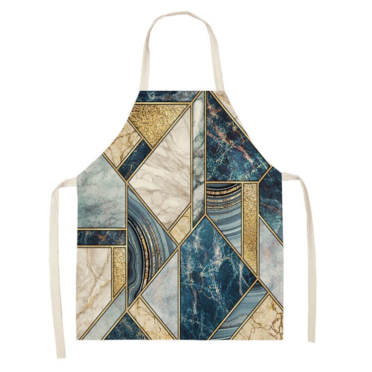 1Pcs Marmer Patroon Gedrukt Cleaning Art Schorten Thuis Koken Keuken Schort Kok Dragen Katoen Linnen Volwassen Slabbetjes 53*65Cm WQ0110: 2WQ-WQ0110-12