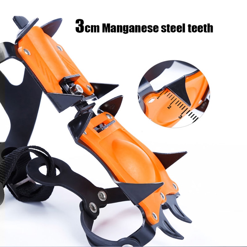 Equipo de escalada ajustable de acero al manganeso, 10 dientes, pinzas para zapatos antideslizantes para nieve y hielo, dispositivo de Crampon para montañismo
