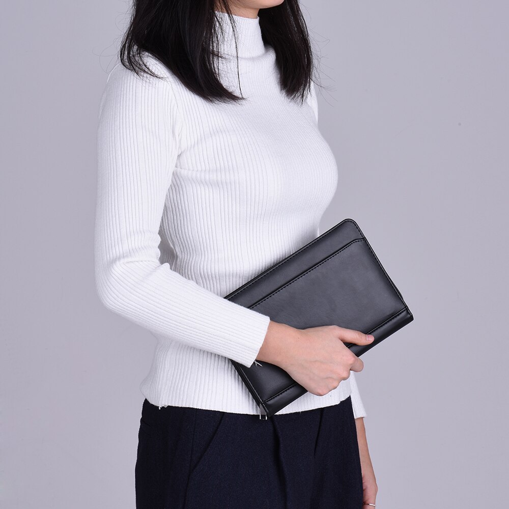 Pu Lederen Manager Map Business Draagbare Map Document Case Organizer Met Visitekaarthouder Memo Note Pad Voor Kantoor