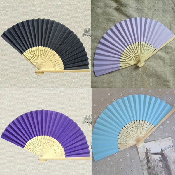 Sommer mini fan kinesisk bambus folding papir mønsterfri håndvifte hjem dekor