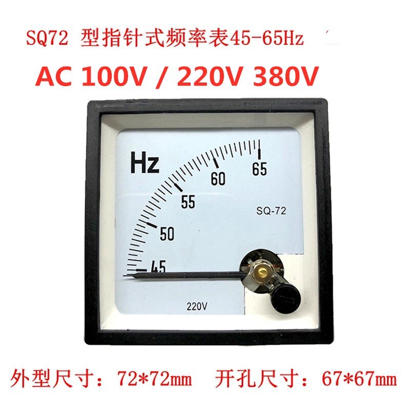 CZ-72 Analoge Panel Frequency Meter Tester Gauge Hertz Indicator 45-65Hz-72*72mm 380 V AC