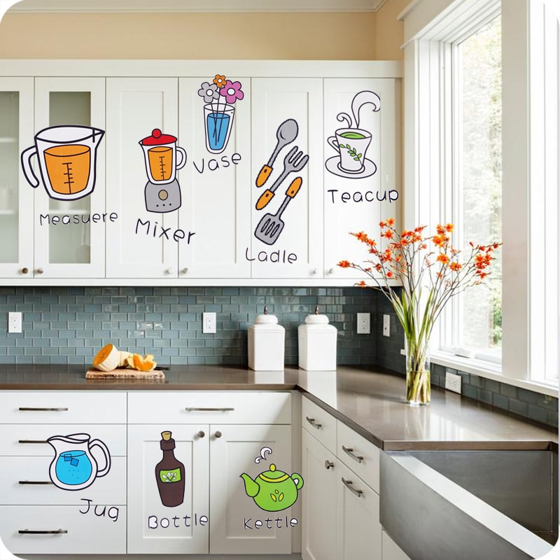 Cartoon Keuken Koelkast Deur Stickers Decoratieve Stickers Voedsel Fruit Verwijderbare Muursticker stickers Op De Muur