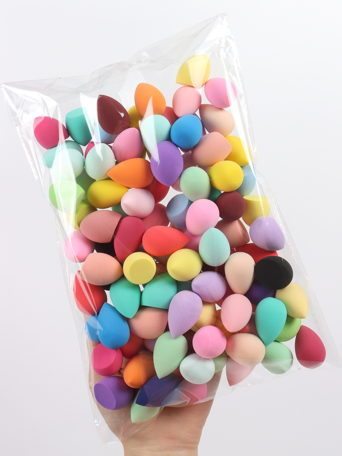 Mini Random make-up eieren 10-20-50-100 pack. Willekeurige kleur en vorm, meerkleurige make-upspons, foundation gemengde schoonheidsspons, L: Dark Brown