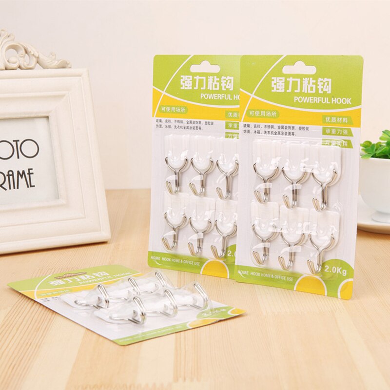 12Pcs Sterke Lijm Traceless Haak Keramische Tegel Glas Stok Haak Houder Muur Deur Keuken Badkamer Muur Gemonteerde Handdoek hanger