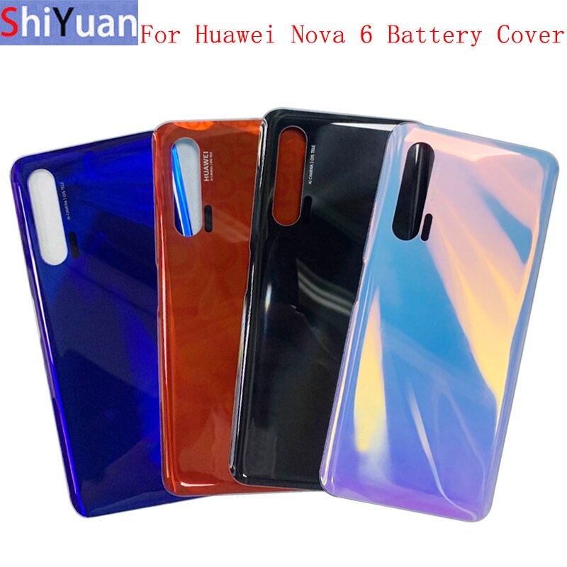 Caso de habitação traseira para huawei nova 6 volta vidro da bateria capa painel porta traseira para huawei nova 6 5g volta vidro capa substituição