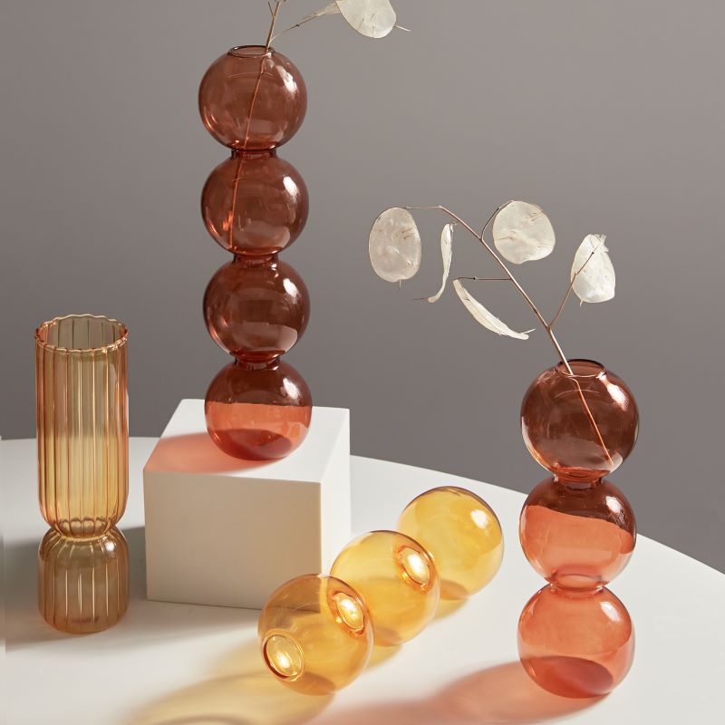 Vase à bulles en verre coloré , Arrangement de fleurs, ornements de Table hydroponique, décoration de maison