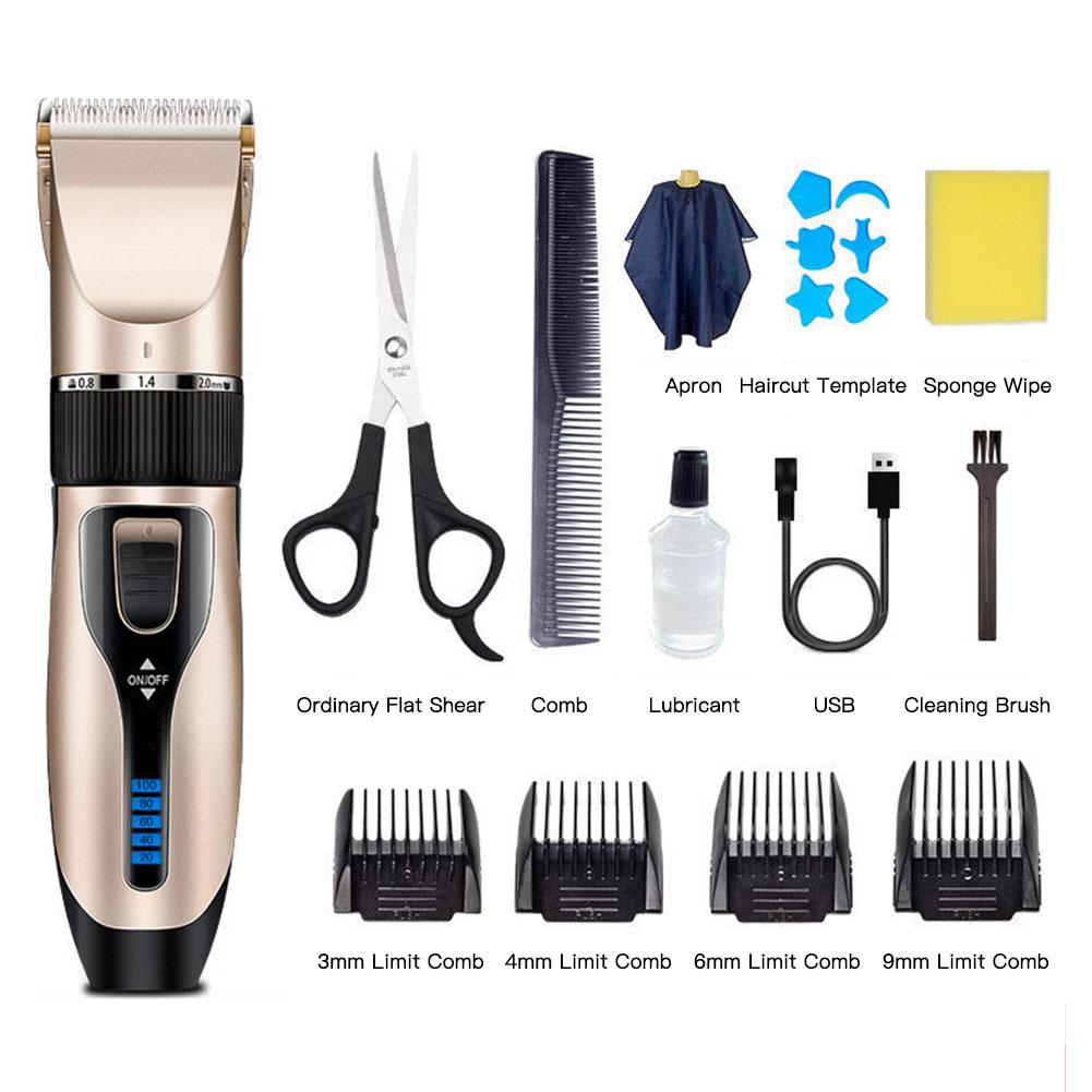 Electric Hair Clipper Kit Rechargeable Adult Child Hair Trimmer Kit Grooming Tool Comb Clippers Machine: A