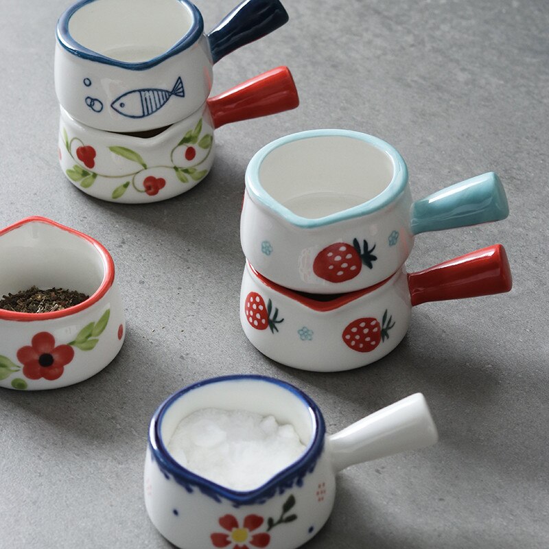Japanische Keramik Hand bemalt Sauce Milch Krug Kaffee Container Tragbare Milch Topf mit Griff Küche Kochen Suppe Topf Geschirr