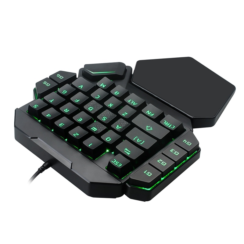 One Handed Keyboard,RGB One Hand Mechanical Gaming Keyboard, Keyboard 35-Key Blue Switch, USB Wired Rainbow Portable