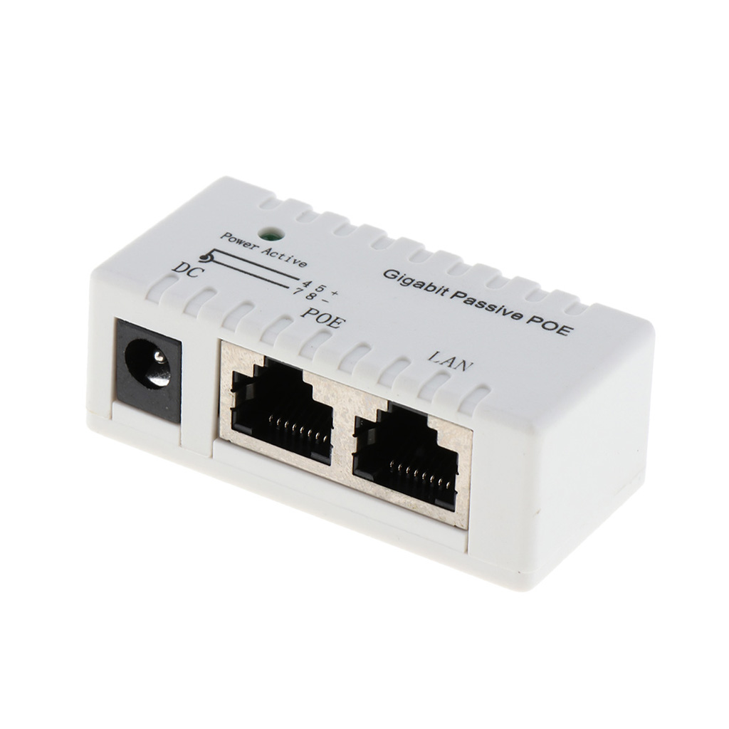 Passieve Poe Injector Power Over Ethernet, Gigabit Poe Injector Met Led Indicator En Panel Mount , 12-52 V, Max 2000mA