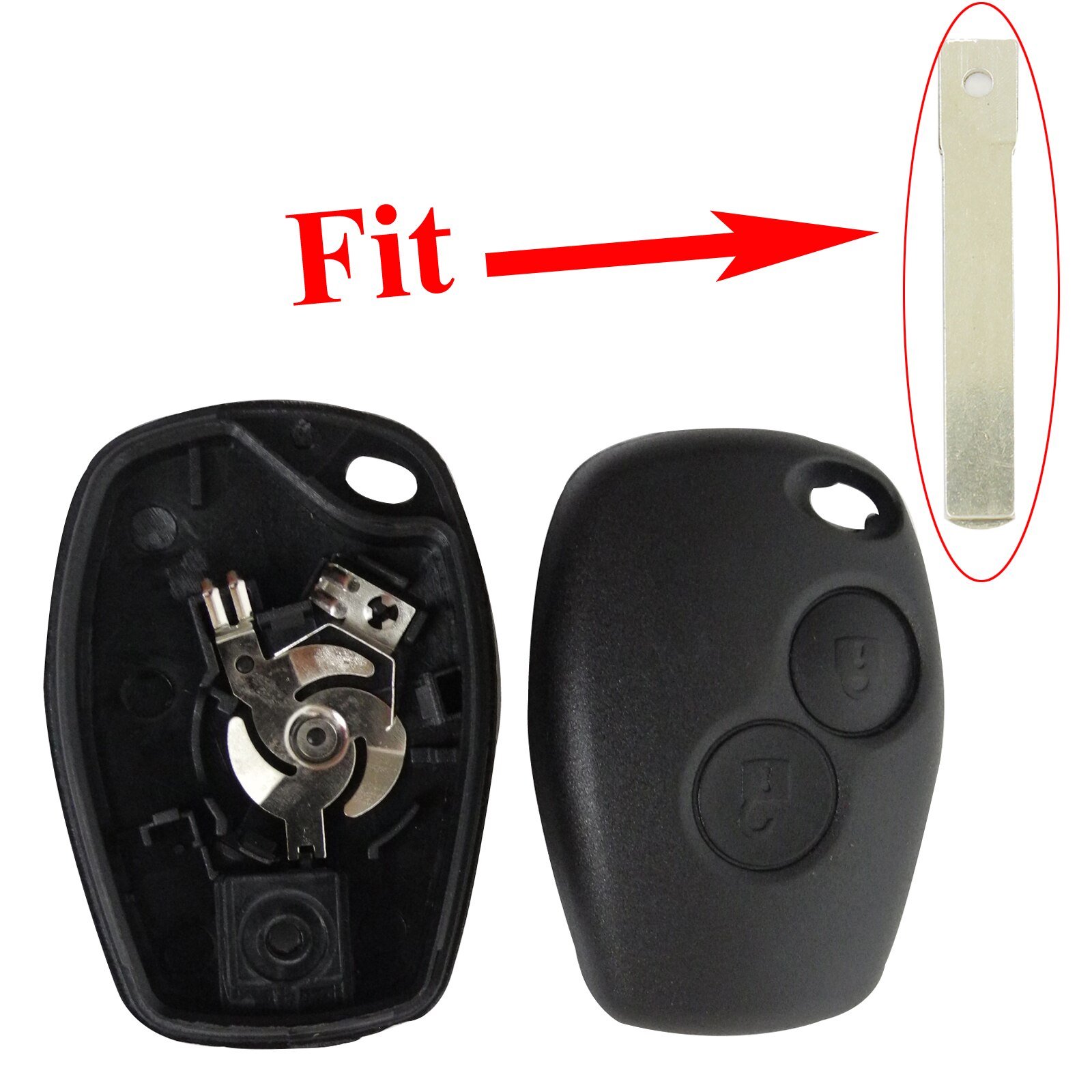 Kuterie coque de clé de voiture à distance pour Renault mégane Modus Clio Kangoo Logan Sandero Duster 2 boutons avec lame de clé non coupée: Key Case For VA2
