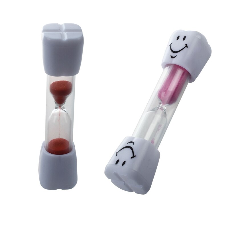 ! 2 stuks kindertandenborstel timer zandloper kinderzandloper glimlach zand ei 3 minuten - rood & roze
