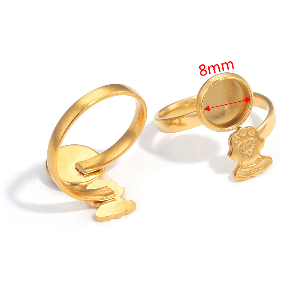 10 stks Verstelbare Blank Ring Base Fit Dia 8mm Leuke Ring Instelling Voor Glas Cabochons Bezels Cameo Lade Diy Sieraden Maken Ring: WHITE