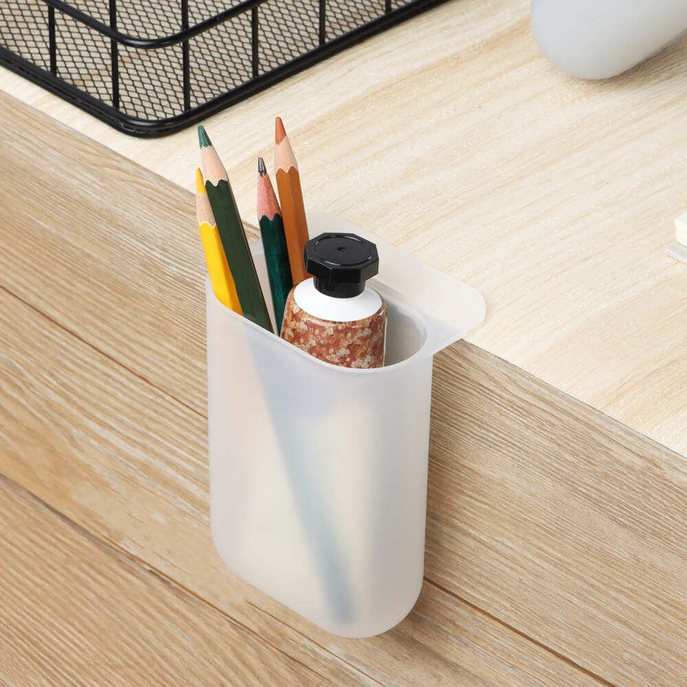 Mini Self-Adhesive Pen Holders Desktop Organizer Hanging Pencil Case Storage Box Home Office School Computer Desk Organizer