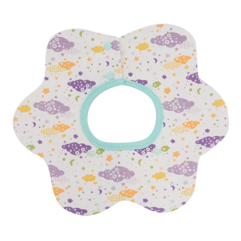 Baby Waterdichte Bib 360 ° Draaien Puur Katoen Huidvriendelijke Schortje Hexagon Bloemvorm Cartoon Vlekken Multifunctionele voeden Sjaal: Flaky clouds