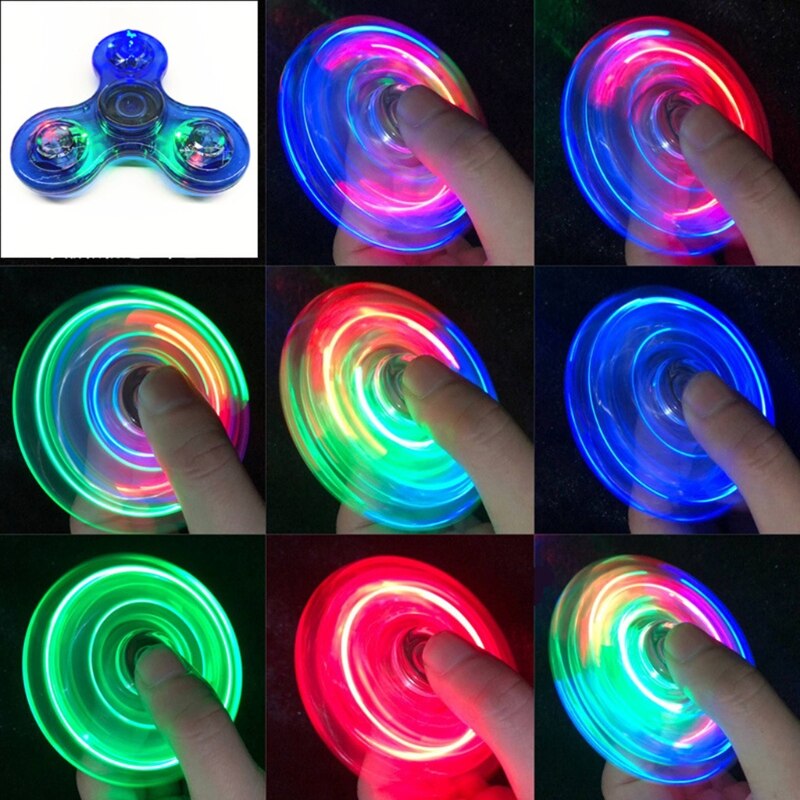 Transparent LED Light Fidget Spinner Hand Top Spinner EDC Spiner Finger Stress Relief Toys Kids Adult Toy: Blue