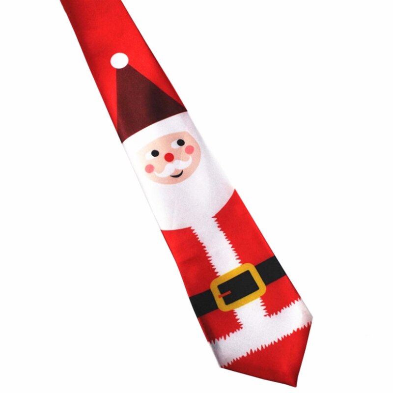 Red Printed Christmas Tie 128cm Green Tree Novelty Necktie Santa Claus Snowflake Neck Tie Festival
