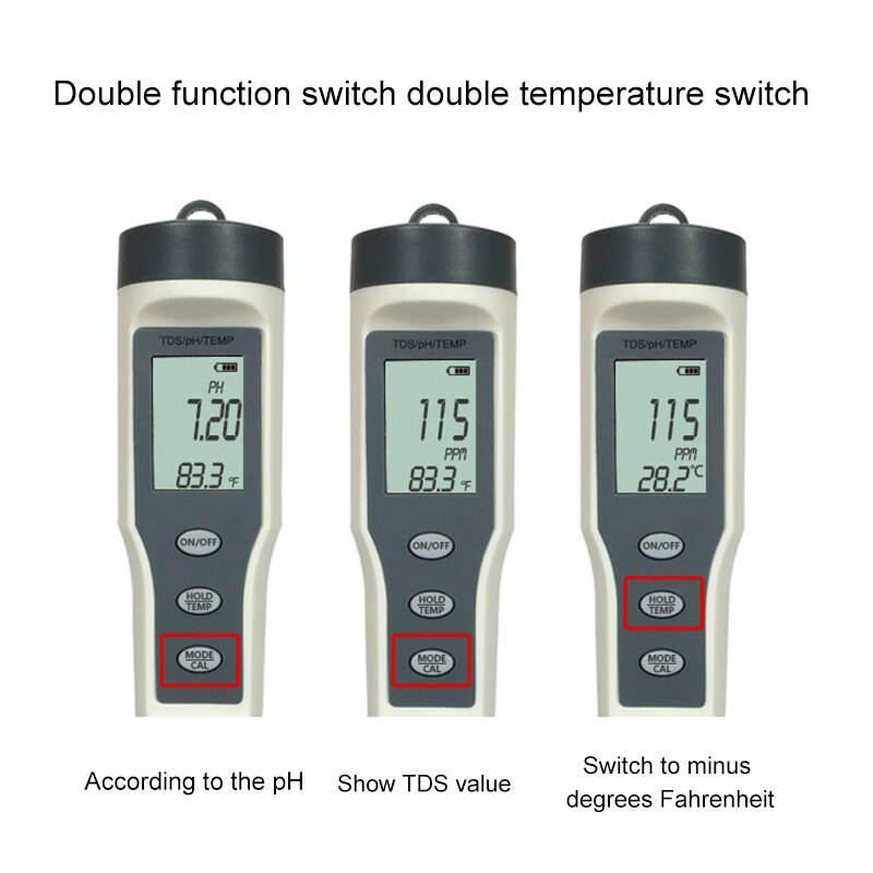 Three In One Pen Tester Urine Calibration PH Water Tester Pen Aquarium Pool Water Wine Digital Meter Probe Calibration
