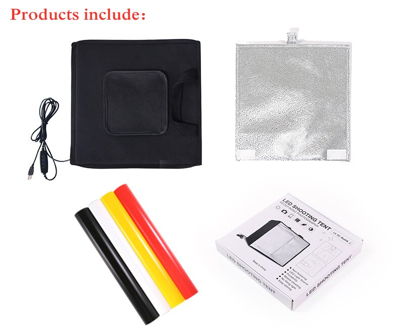 Licht Box 30*30CM Tragbare Softbox Studio Foto LED Leuchtkasten Mit 3 Farben Hintergrund Für Tabletop Fotografie LED lichter: 30CM 1 Set