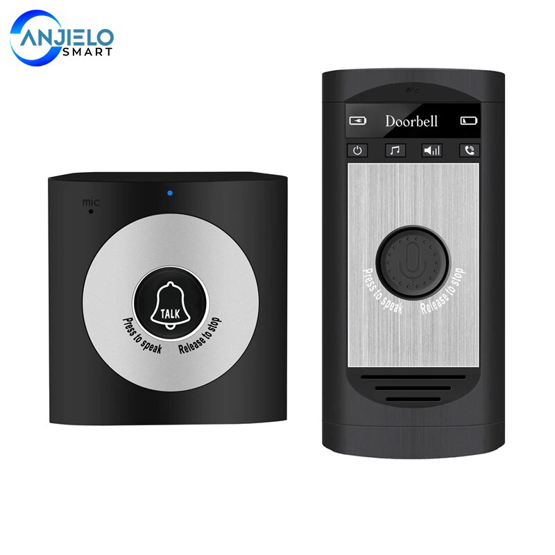 Anjielosmart 2.4G Wireless Intercom Doorbell Home Mobile Wireless Voice Intercom Doorbell Waterproof Support Two-Way Inte