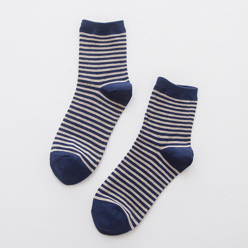 LJIQQ, 5 pares, novedad, azul marino, calcetines azules para hombre, calcetines informales de algodón con personalidad, calcetines de estilo coreano para primavera y verano: E