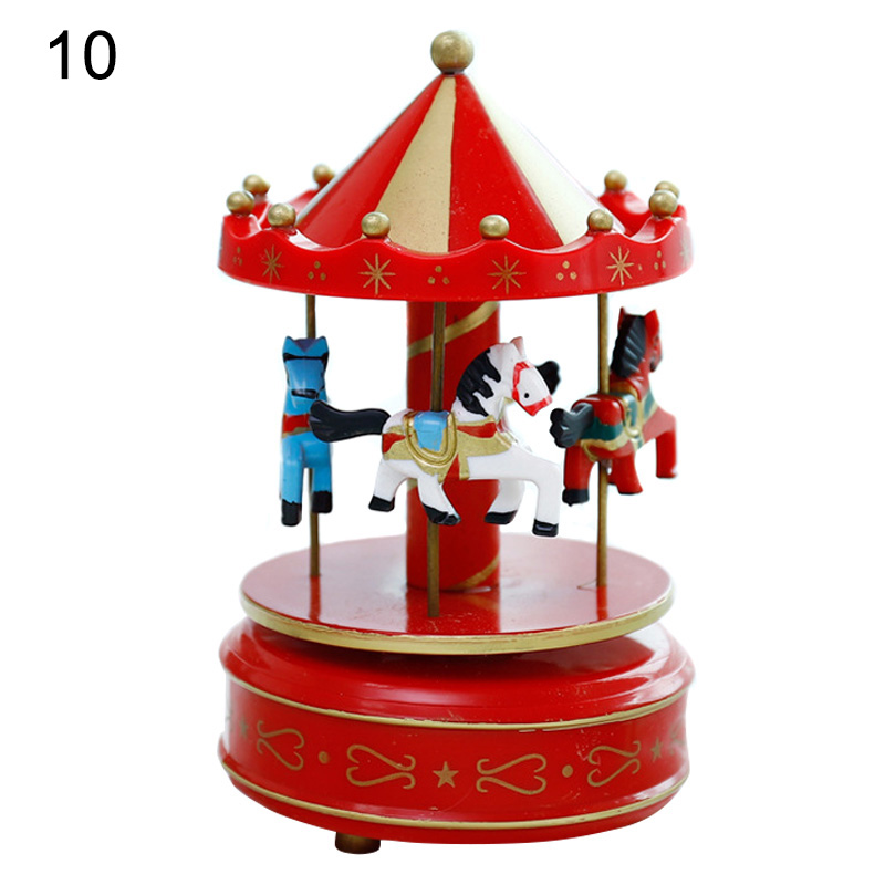 Romantic Carousel Horse Music Box Toy Artistic Wooden Carousel Music Boxes Valentines Day Home Deocr: 10