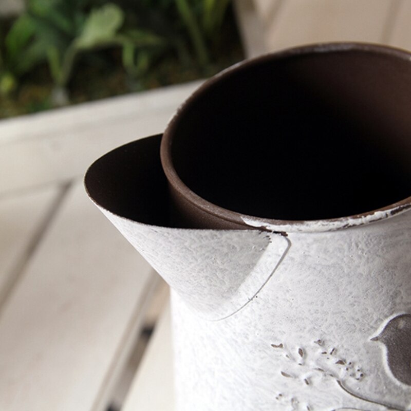 Ac86 - franske retro landlige hvide urtepotter gør gamle vandkande mini chic metal vase dekorationer til hjemmet