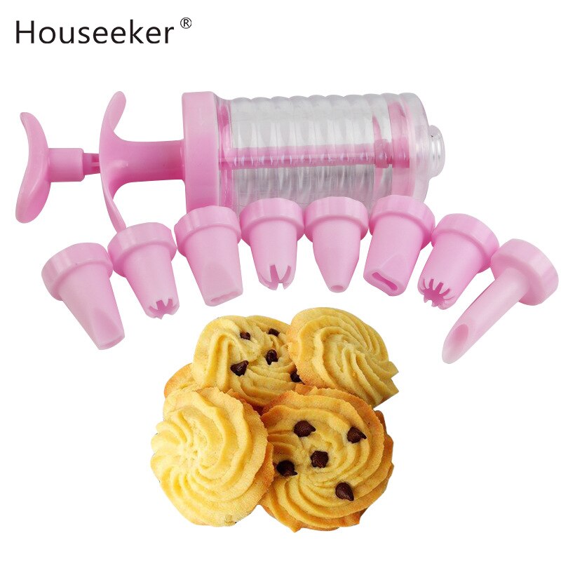 Siliconen Mal Taart Gereedschappen Roze Koekje Drukt Postzegels Set Cookie Maker Met 8 Nozzles Cake Bakken Tools