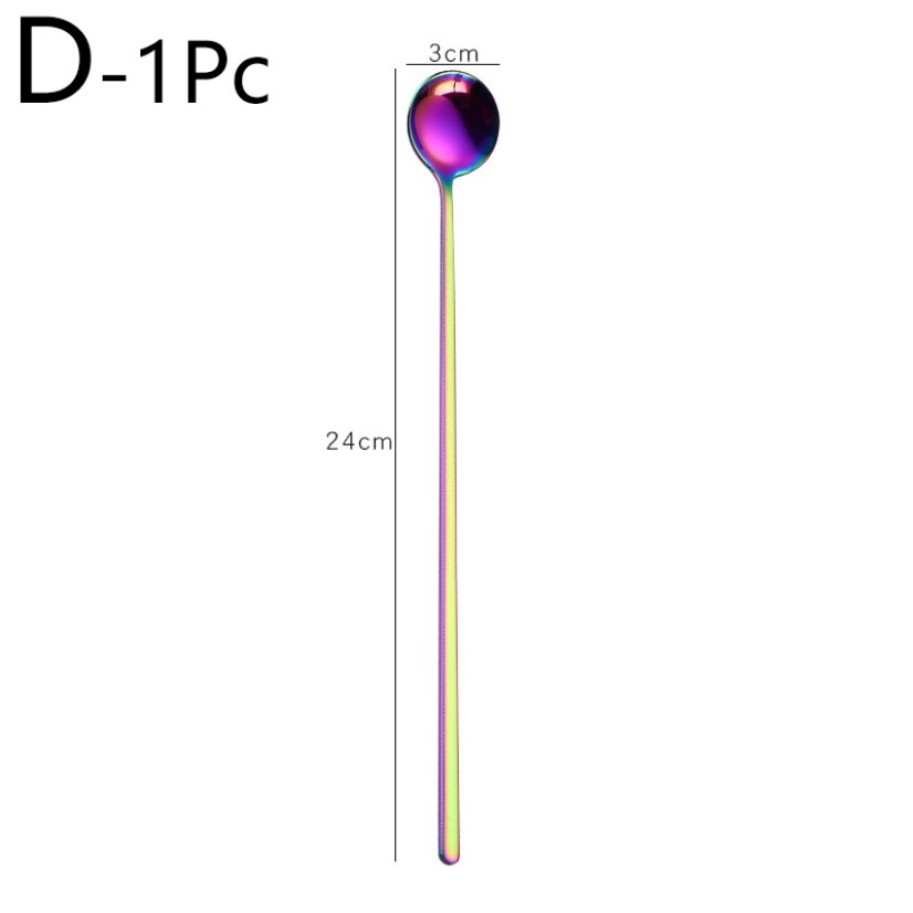 Coffee Tea Stirring Spoon Stainless Steel Dessert Bar Spoon Long Handle Milk Ice Cream Spoon Golden Tableware Household Utensils: 4