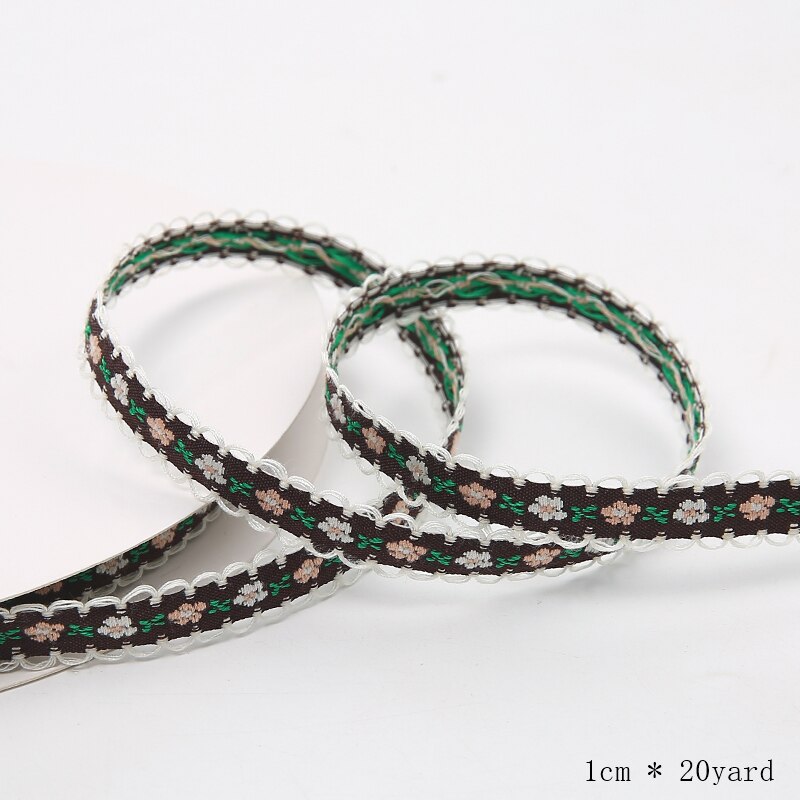 20 Meters Flower Packaging Ribbon Embroidered Lace Fabric Ribbon 1cm Diy Cake Ribbons: Coffee