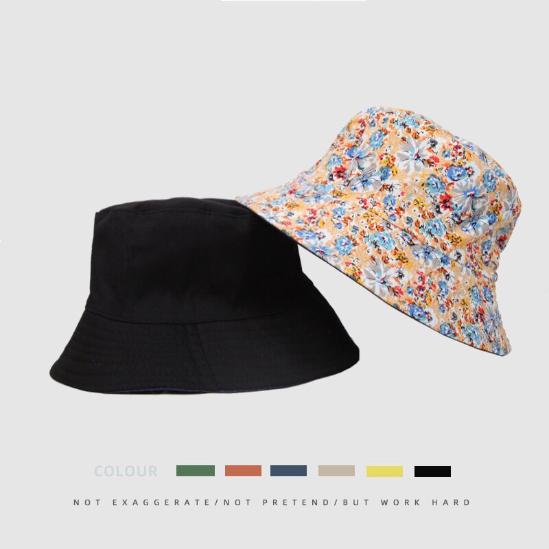 Gorros de pescador reversibles con estampado Floral para hombre y mujer, protector solar, de algodón, doble cara, antisol