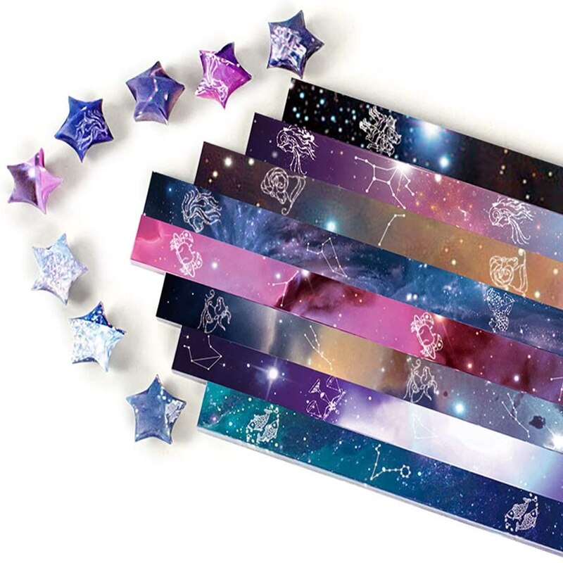 540 Sheets Origami Stars Paper Twelve Constellations DIY Outer Space Sky Origami Lucky Star Folding Origami Star Paper Strips