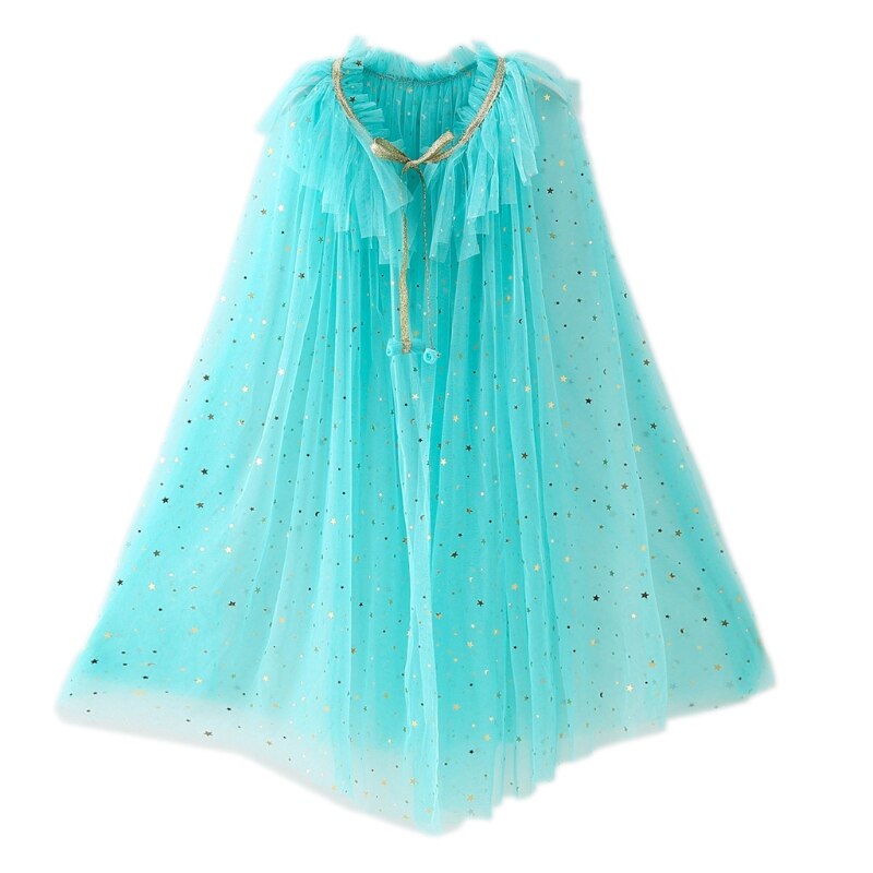 Capa de princesa colorida, capa de princesa con lentejuelas brillantes, vestido de fantasía de princesa, disfraz de , ropa de niña: Azul / S
