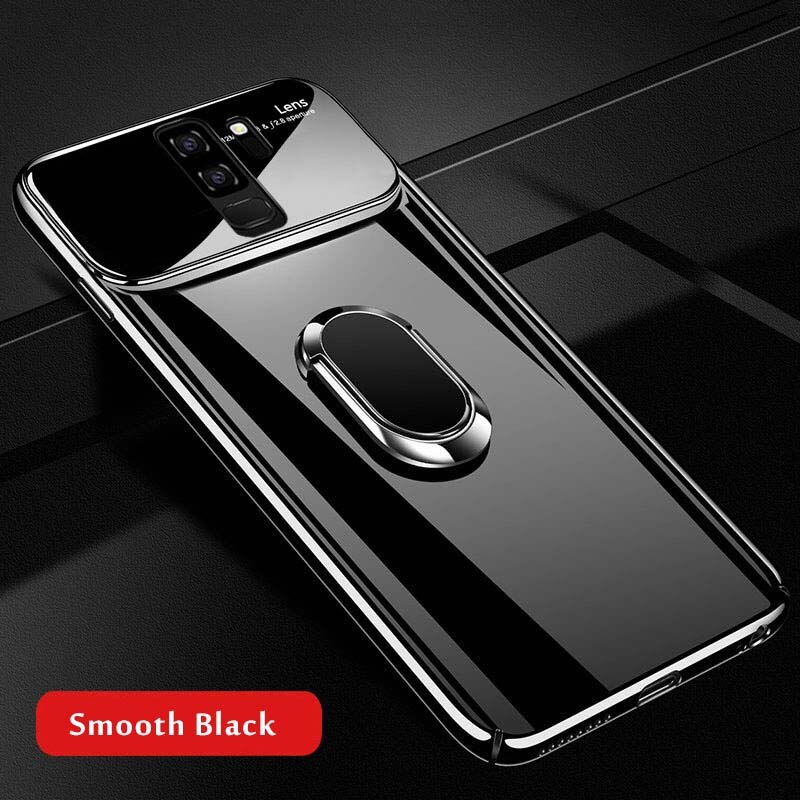 Holder Case For Samsung Galaxy S8 S9 Plus Note 8 9 Magnetic Ring Mirror Hard PC Back Cover For Samsung S8 S9 Note 8 9 Case Funda: For Galaxy S8 Plus / Smooth Black