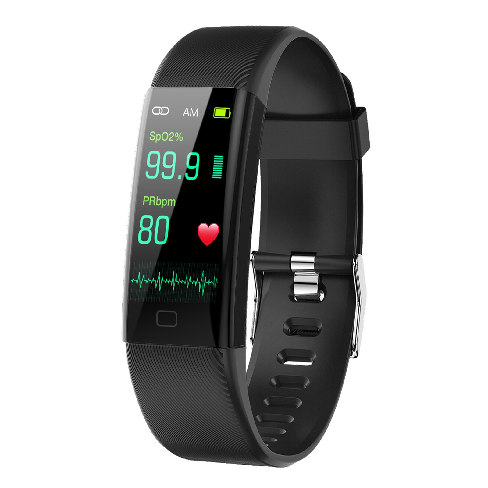 Health Bracelet Heart Rate Blood Pressure Smart Band Fitness Tracker Smartband Wristband for Smart Band Devices for Men Women: Black