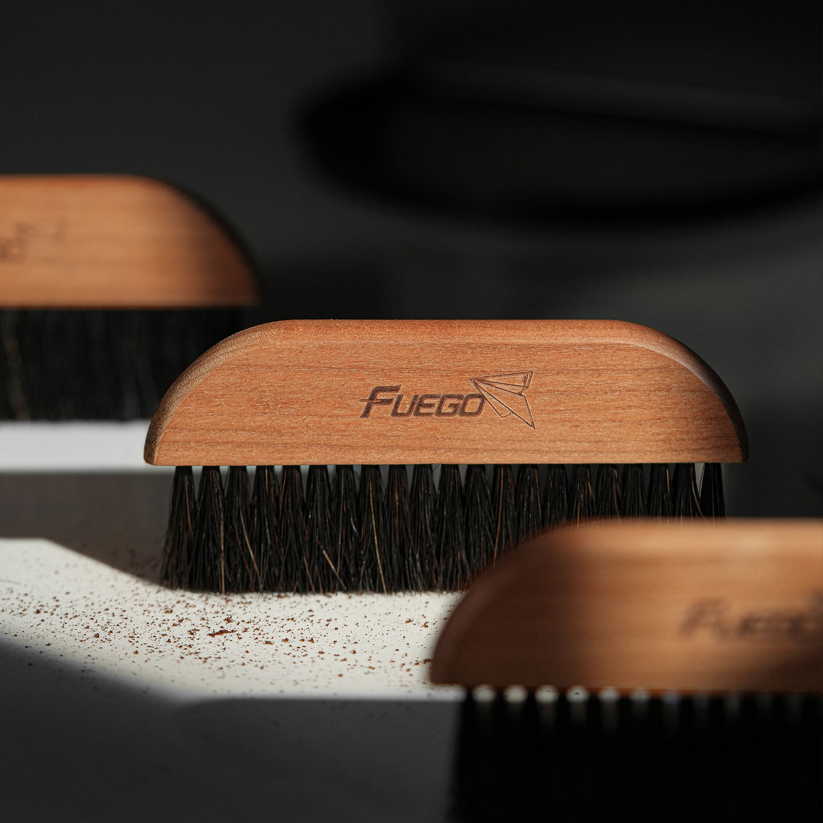Fuego Cleaning Brush Espresso Machine Dusting Brush Wood Handle & Natural Bristles Coffee Bar Brushes Home Barista Accessories